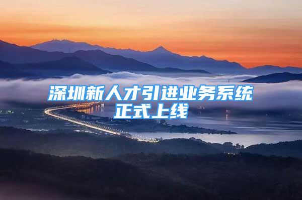 深圳新人才引进业务系统正式上线