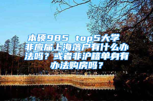 本硕985 top5大学 非应届上海落户有什么办法吗？或者非沪籍单身有办法购房吗？