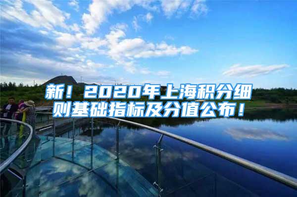 新！2020年上海积分细则基础指标及分值公布！