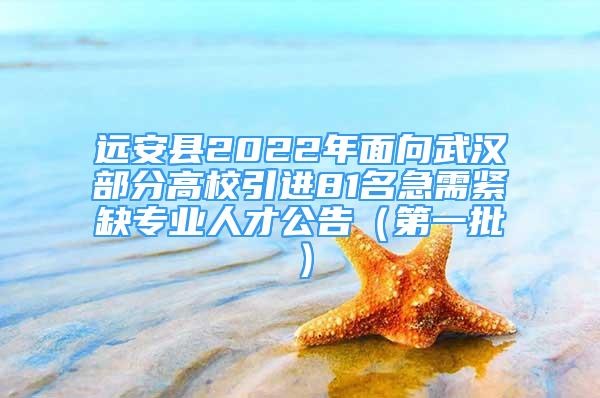 远安县2022年面向武汉部分高校引进81名急需紧缺专业人才公告（第一批）