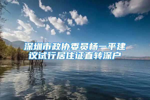 深圳市政协委员杨一平建议试行居住证直转深户