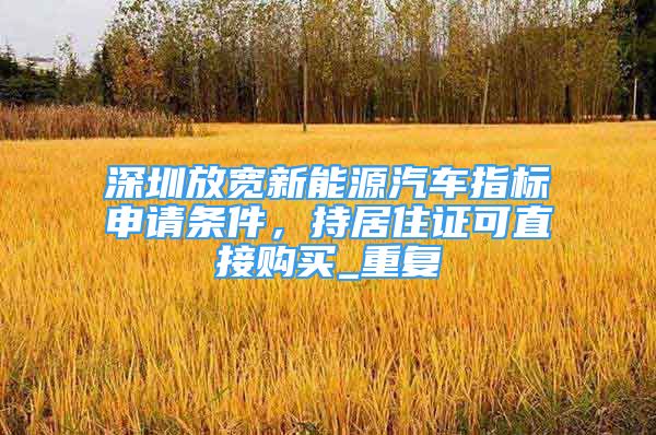 深圳放宽新能源汽车指标申请条件，持居住证可直接购买_重复