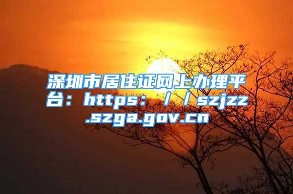深圳市居住证网上办理平台：https：／／szjzz.szga.gov.cn