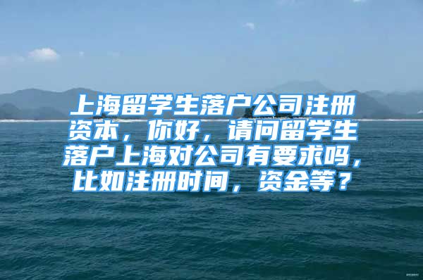 上海留学生落户公司注册资本，你好，请问留学生落户上海对公司有要求吗，比如注册时间，资金等？