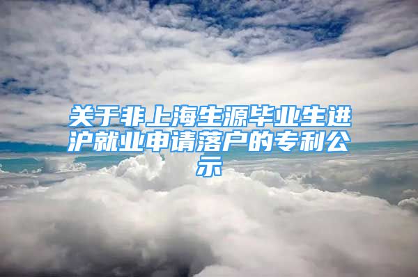 关于非上海生源毕业生进沪就业申请落户的专利公示
