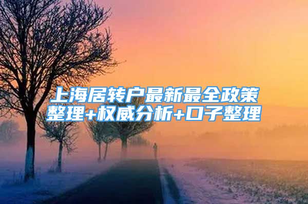 上海居转户最新最全政策整理+权威分析+口子整理