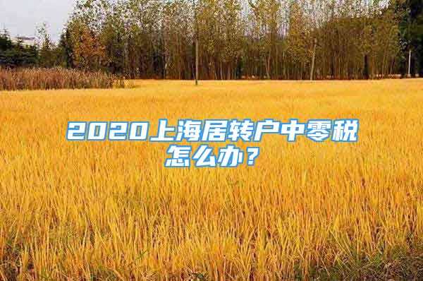 2020上海居转户中零税怎么办？