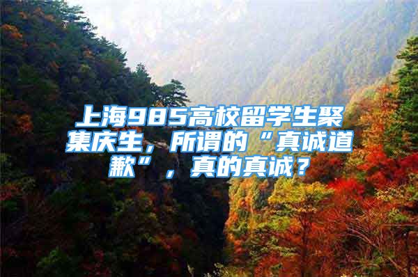 上海985高校留学生聚集庆生，所谓的“真诚道歉”，真的真诚？