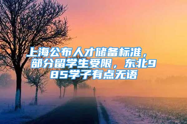 上海公布人才储备标准， 部分留学生受限，东北985学子有点无语